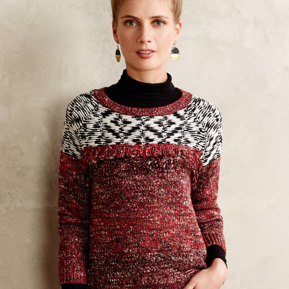 Anthropologie Fringed Sweater Top Ananassa Pullover By Sanctuary, Size M